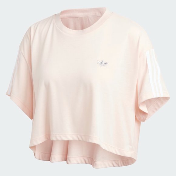 Adidas Cropped Tee in Pink Tint - Picture 3 of 11